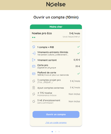 ouverture de compte pro Noelse